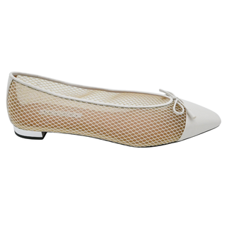 AQUAZZURA | Gioia White Mesh Cap Toe Ballet Flats
