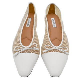 AQUAZZURA | Gioia White Mesh Cap Toe Ballet Flats