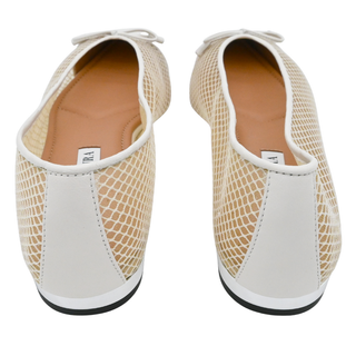 AQUAZZURA | Gioia White Mesh Cap Toe Ballet Flats