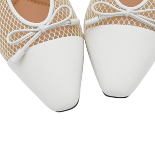 AQUAZZURA | Gioia White Mesh Cap Toe Ballet Flats