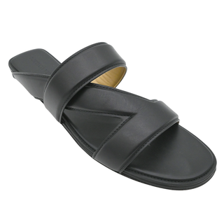 BOTTEGA VENETA | Black Leather H Band Flat Sandals