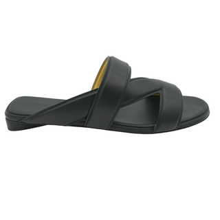 BOTTEGA VENETA | Black Leather H Band Flat Sandals