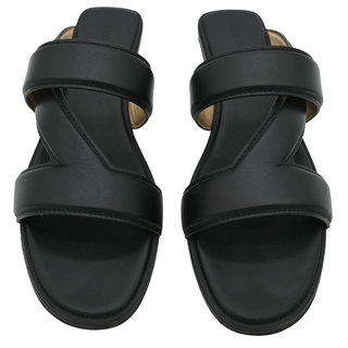 BOTTEGA VENETA | Black Leather H Band Flat Sandals