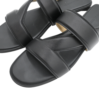 BOTTEGA VENETA | Black Leather H Band Flat Sandals