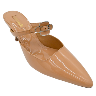 Ines Tan Patent Leather Mule Pumps