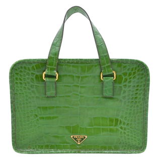 PRADA | Green St. Cocco Lucido Bauletto Top Handle Bag