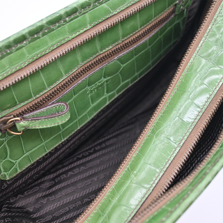 PRADA | Green St. Cocco Lucido Bauletto Top Handle Bag
