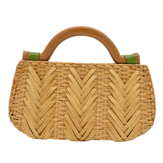 OSCAR DE LA RENTA | Woven Wicker Wooden Top Handle Bag