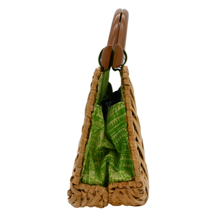 OSCAR DE LA RENTA | Woven Wicker Wooden Top Handle Bag