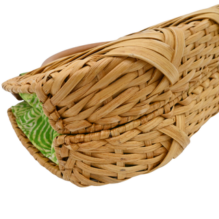 OSCAR DE LA RENTA | Woven Wicker Wooden Top Handle Bag