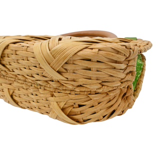 OSCAR DE LA RENTA | Woven Wicker Wooden Top Handle Bag