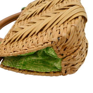 OSCAR DE LA RENTA | Woven Wicker Wooden Top Handle Bag