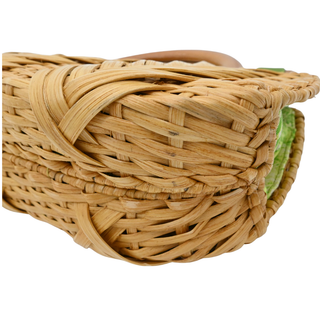 OSCAR DE LA RENTA | Woven Wicker Wooden Top Handle Bag
