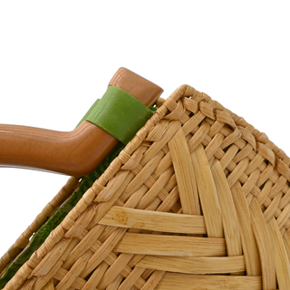 OSCAR DE LA RENTA | Woven Wicker Wooden Top Handle Bag