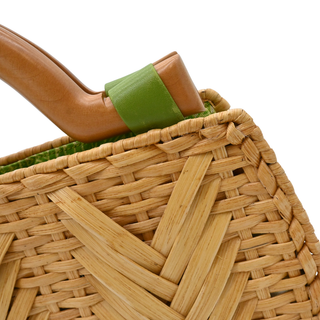 OSCAR DE LA RENTA | Woven Wicker Wooden Top Handle Bag