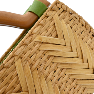 OSCAR DE LA RENTA | Woven Wicker Wooden Top Handle Bag