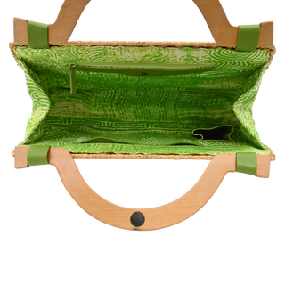 OSCAR DE LA RENTA | Woven Wicker Wooden Top Handle Bag
