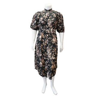 Mockingbird Belted Floral Linen Midi Dress