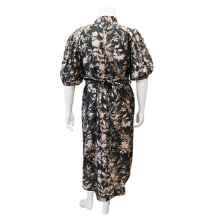 Mockingbird Belted Floral Linen Midi Dress