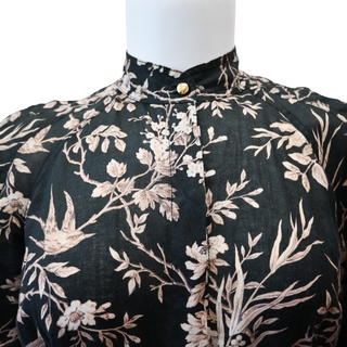 ZIMMERMANN | Mockingbird Belted Floral Linen Midi Dress