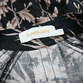 ZIMMERMANN | Mockingbird Belted Floral Linen Midi Dress