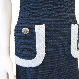 CHANEL | Navy White Fantasy Tweed Shift Dress