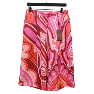 Pink Multi-Print Silk Bermuda Shorts