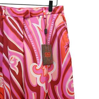Pink Multi-Print Silk Bermuda Shorts