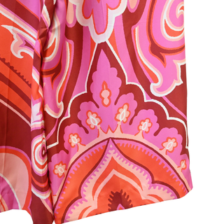 Pink Multi-Print Silk Bermuda Shorts