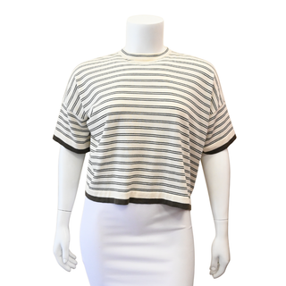 BRUNELLO CUCINELLI | Cashmere Striped Short Sleeve Sweater Top