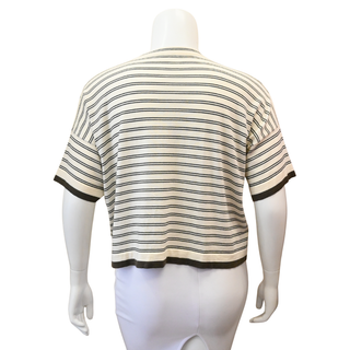 BRUNELLO CUCINELLI | Cashmere Striped Short Sleeve Sweater Top