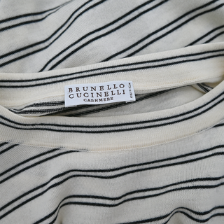 BRUNELLO CUCINELLI | Cashmere Striped Short Sleeve Sweater Top