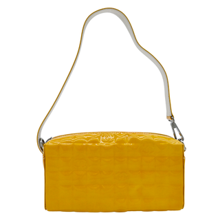 Muted Yellow Chocolate Bar Patent Pochette Bag