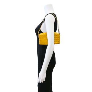 Muted Yellow Chocolate Bar Patent Pochette Bag