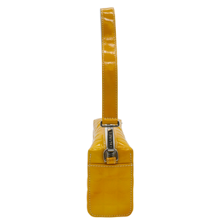 Muted Yellow Chocolate Bar Patent Pochette Bag