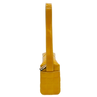Muted Yellow Chocolate Bar Patent Pochette Bag