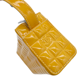 Muted Yellow Chocolate Bar Patent Pochette Bag