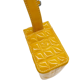 Muted Yellow Chocolate Bar Patent Pochette Bag