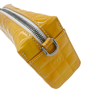 Muted Yellow Chocolate Bar Patent Pochette Bag