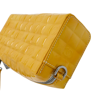 Muted Yellow Chocolate Bar Patent Pochette Bag