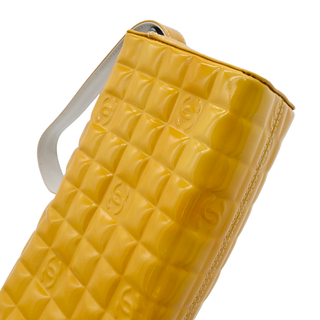 CHANEL | Muted Yellow Chocolate Bar Patent Pochette Bag