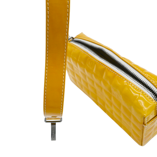 CHANEL | Muted Yellow Chocolate Bar Patent Pochette Bag