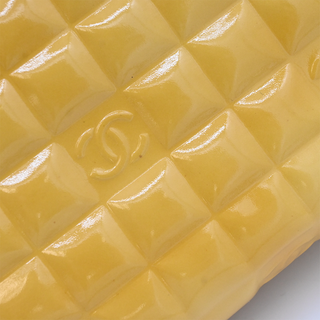 Muted Yellow Chocolate Bar Patent Pochette Bag