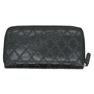 CHANEL | Black Quilted Lambskin Long Zip Around Wallet