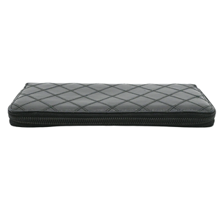 CHANEL | Black Quilted Lambskin Long Zip Around Wallet