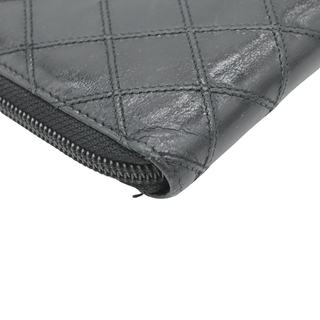 CHANEL | Black Quilted Lambskin Long Zip Around Wallet