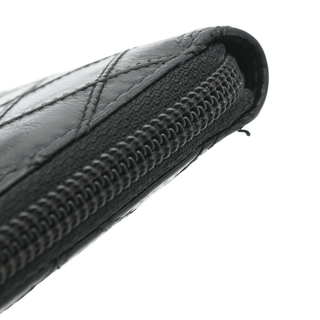 Black Quilted Lambskin Long Zip Around Wallet