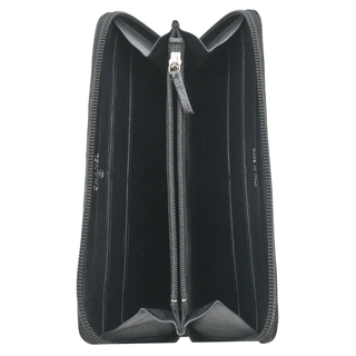 Black Quilted Lambskin Long Zip Around Wallet