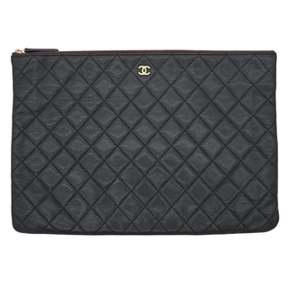 Black Caviar Quilted O-Case Zip Pouch Large