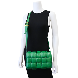 Green Padded Cassette Leather Crossbody Bag